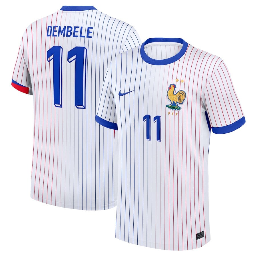 Ousmane Dembélé 11 France National Team 2024 Away YOUTH Jersey - White