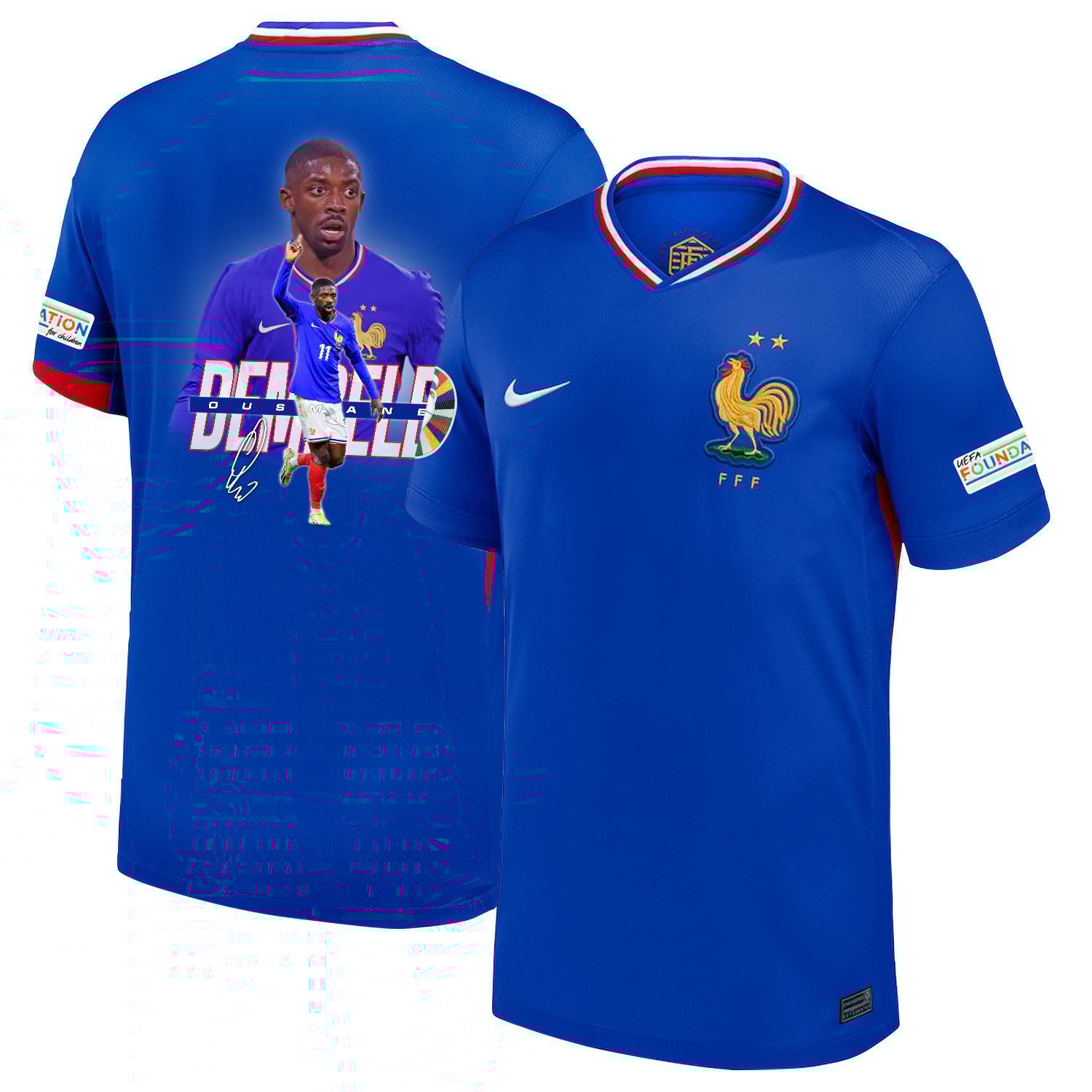 Ousmane Dembélé 11 Visionary Player France National Team 2024/25 Home Jersey - Euro UEFA Patch - Men, Blue