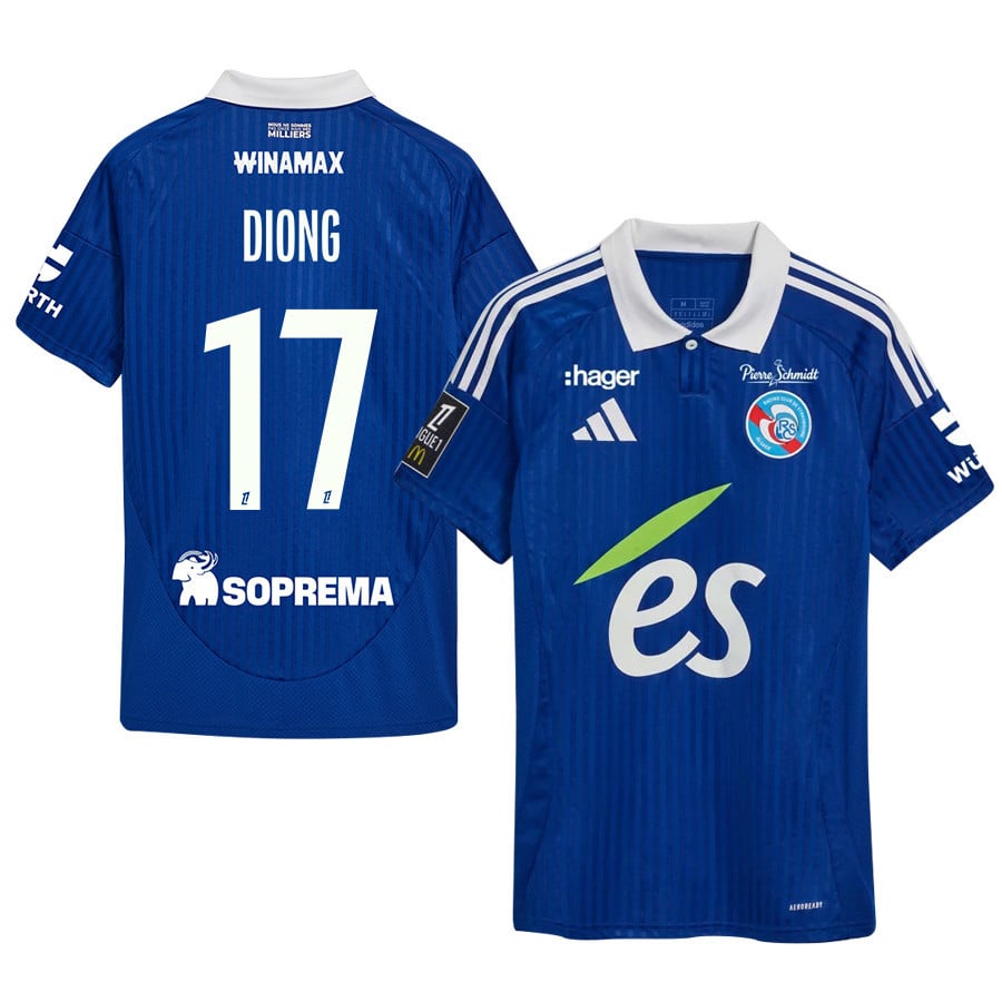 Pape Diong 17 RC Strasbourg Alsace 2024/25 Home Men Jersey - Blue