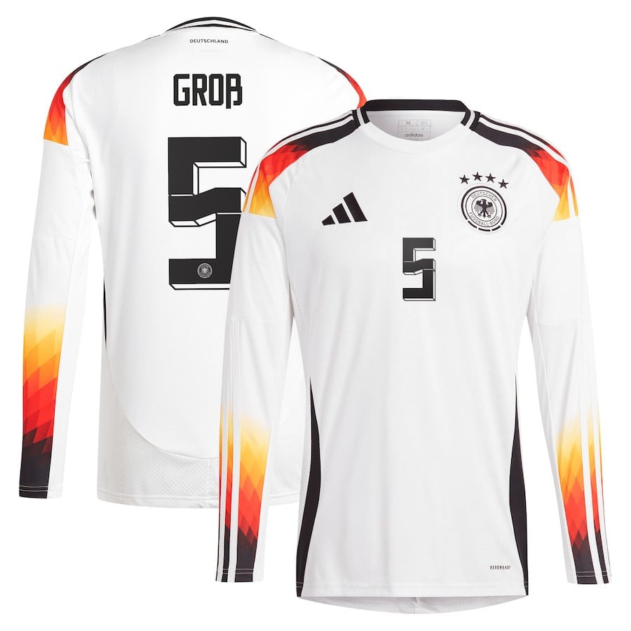 Pascal Groß 5 Germany National Team 2024 Home Long Sleeve Men Jersey - White