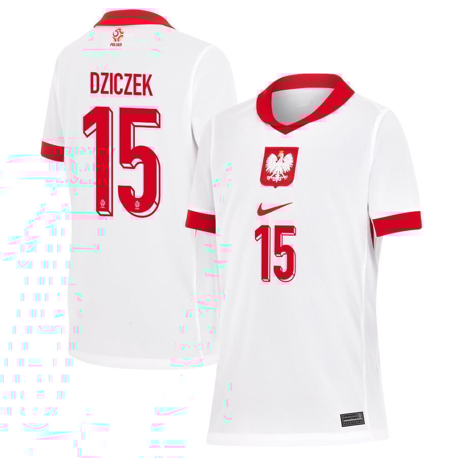 Patryk Dziczek 15 Poland National Team 2024/25 Home YOUTH Jersey - White