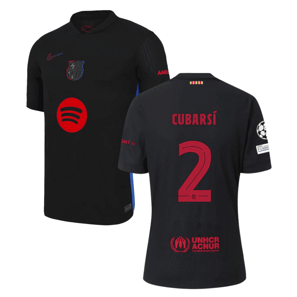 Pau Cubarsí 2 Barcelona UCL Patch 2024/25 Away Men Jersey - Black