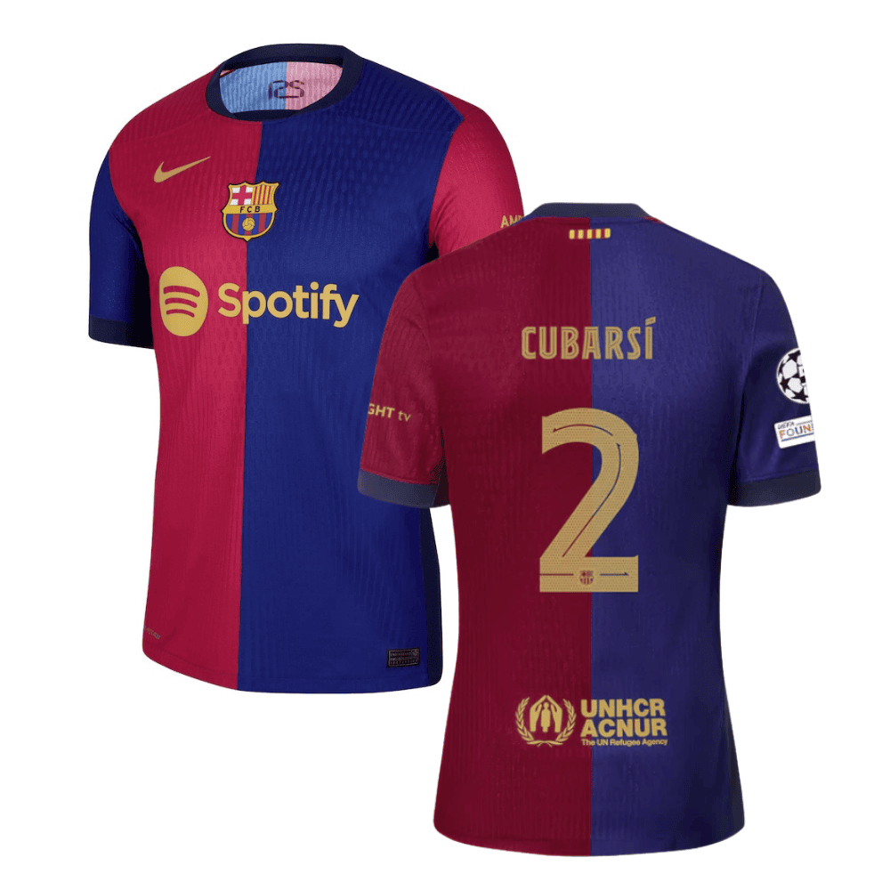 Pau Cubarsí 2 Barcelona UCL Patch 2024/25 Home Men Jersey - Navy