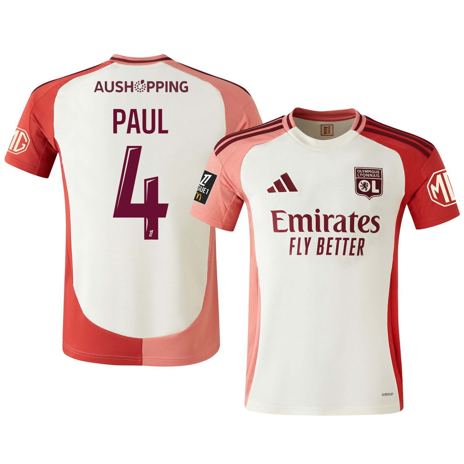 Paul Akouokou 4 Olympique Lyonnais 2024/25 Third Men Jersey - Cream