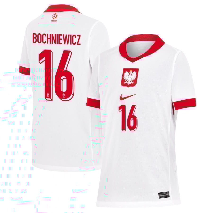 Paweł Bochniewicz 16 Poland National Team 2024/25 Home YOUTH Jersey - White