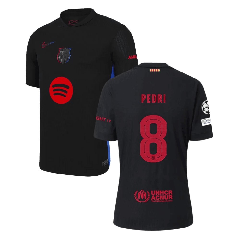 Pedri 8 Barcelona UCL Patch 2024/25 Away Men Jersey - Black