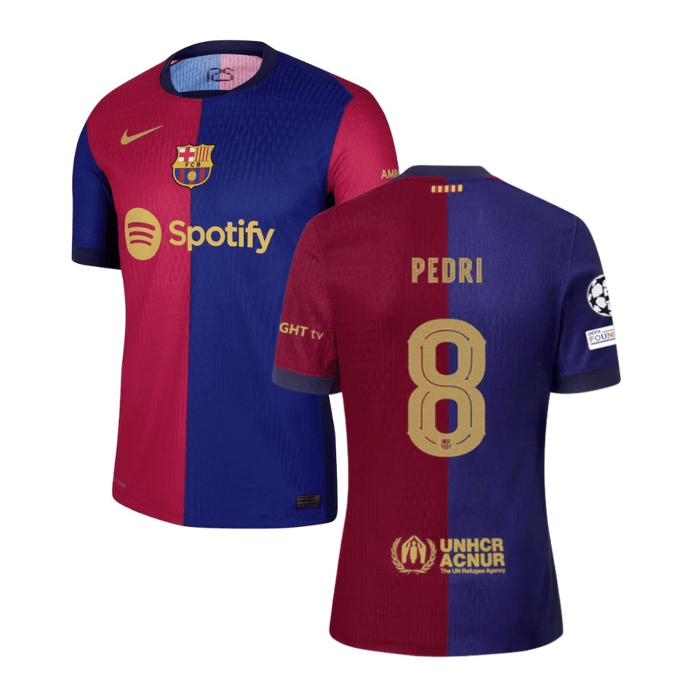 Pedri 8 Barcelona UCL Patch 2024/25 Home Men Jersey - Navy