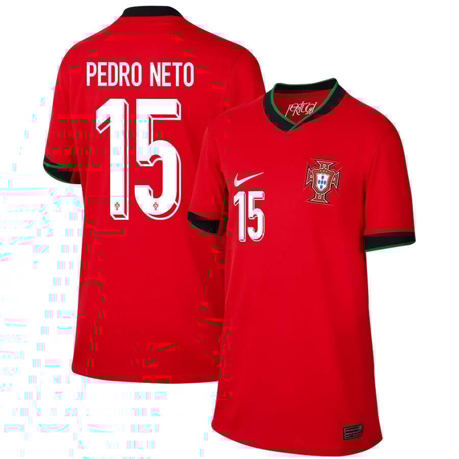 Pedro Neto 15 Portugal National Team 2024/25 Home YOUTH Jersey - Red
