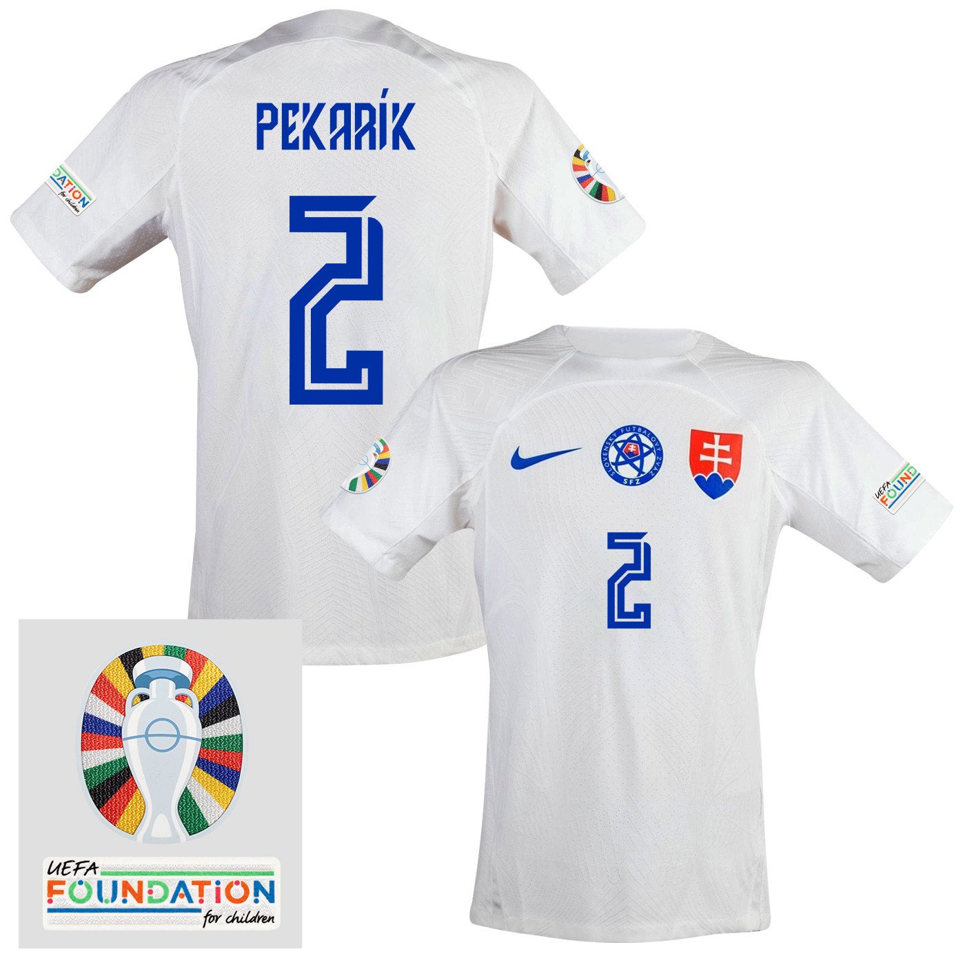 Peter Pekarík 2 Slovakia National Team 2024 Euro & Foundation Patch Away Men Jersey - White