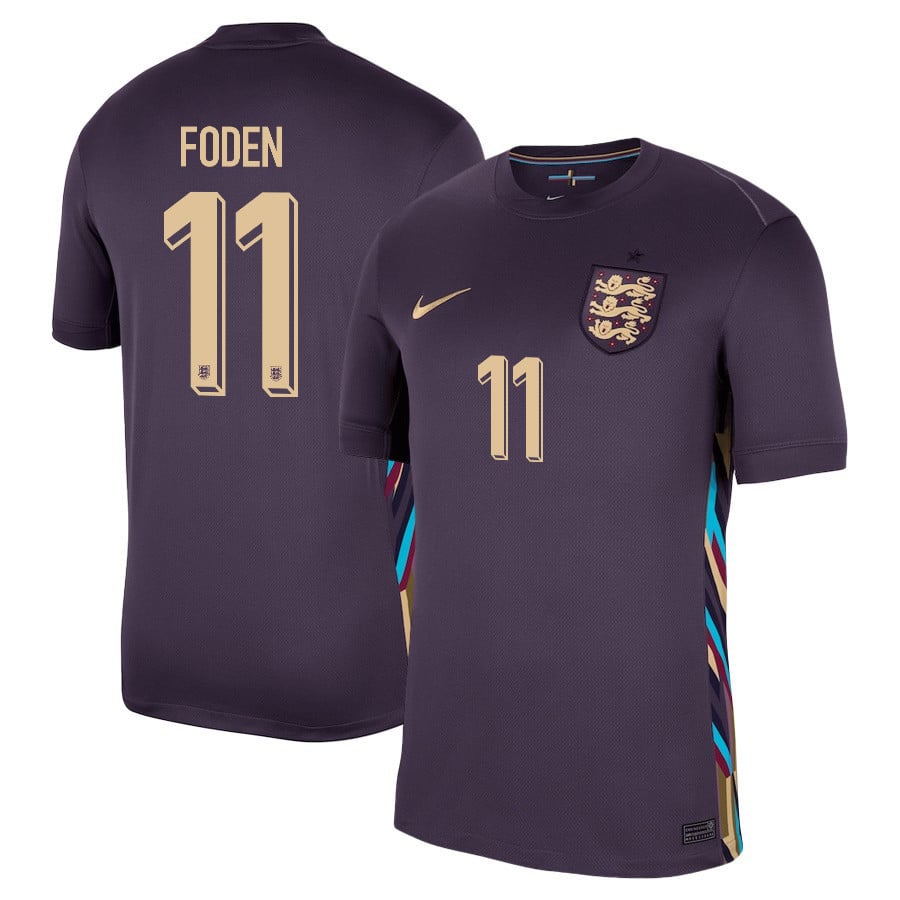 Phil Foden 11 England 2024/25 Away Stadium Football Jersey - Men Purple