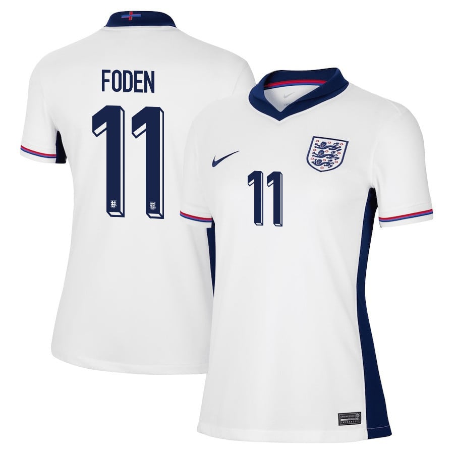Phil Foden 11 England 2024/25 Home Stadium Football Women Jersey - White