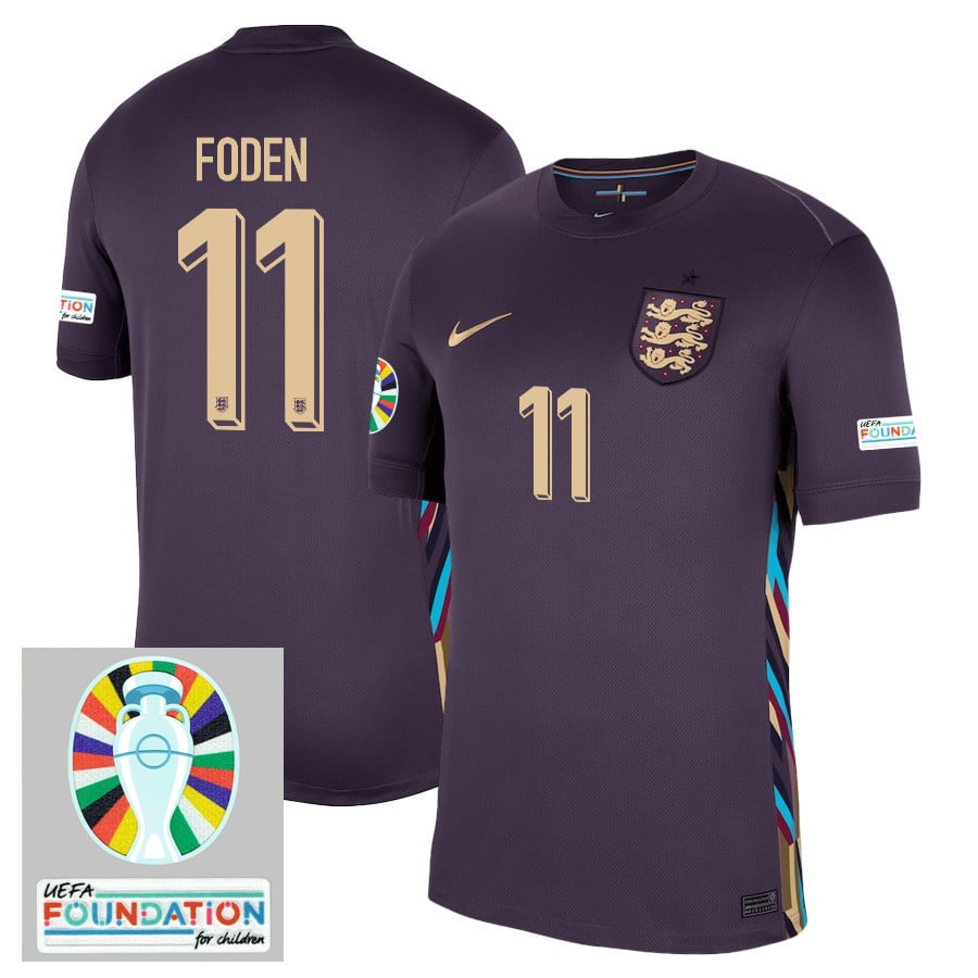 Phil Foden 11 England National Team 2024/25 Away Stadium Jersey - Euro UEFA Patch - Men