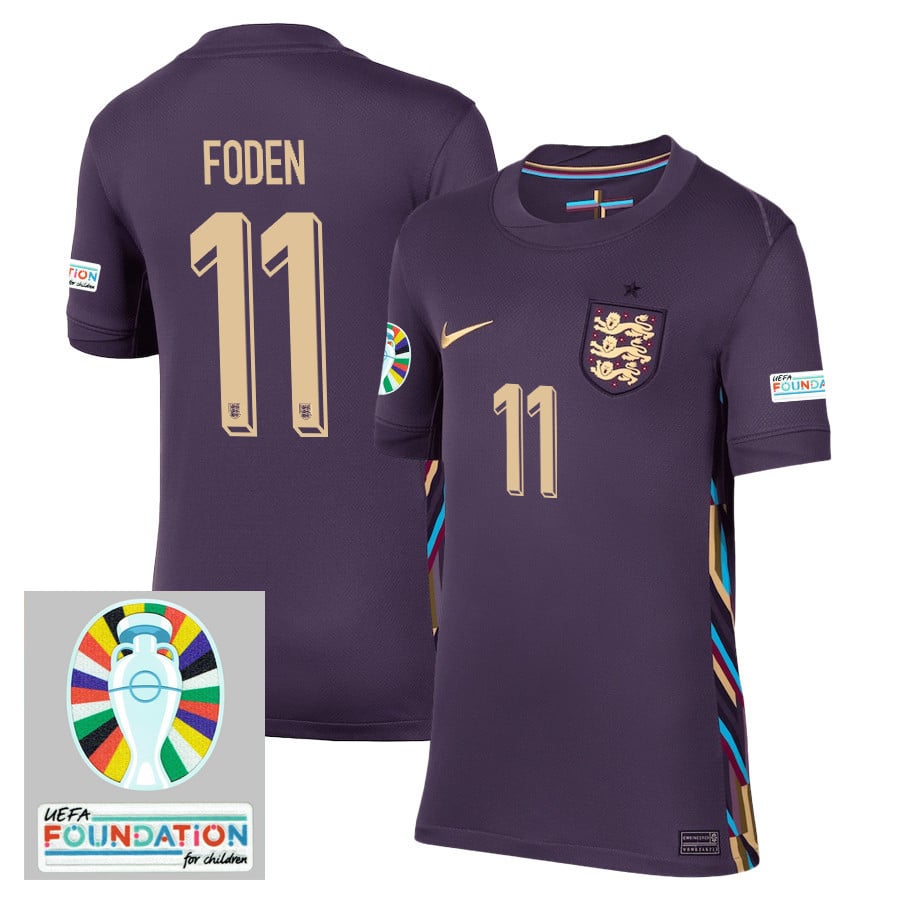 Phil Foden 11 England National Team 2024/25 YOUTH Away Stadium Jersey - Euro UEFA Patch