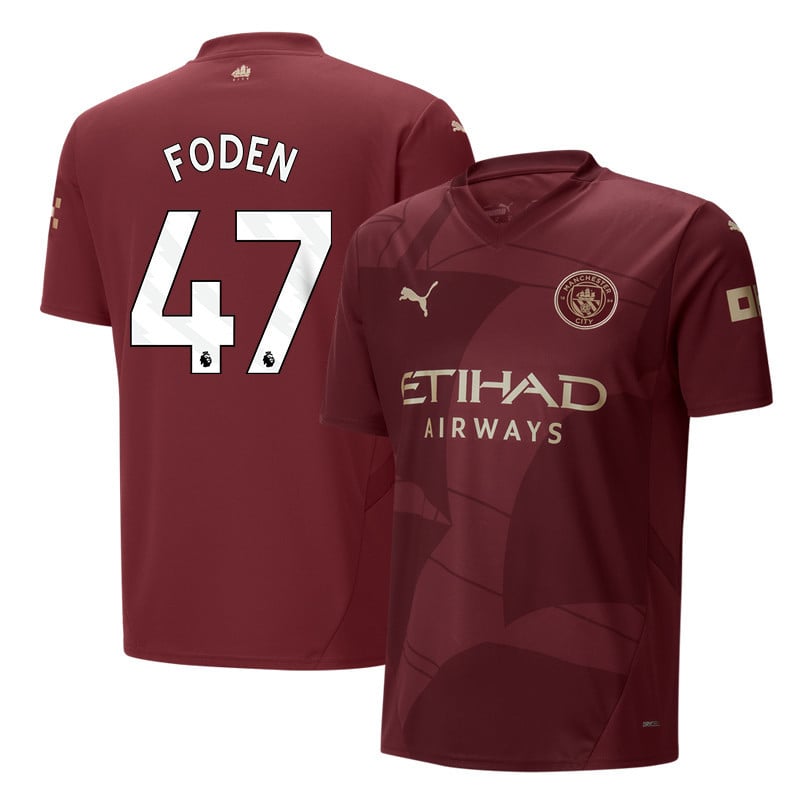 Phil Foden 47 Manchester City 2024/25 Third Men Jersey - Burgundy