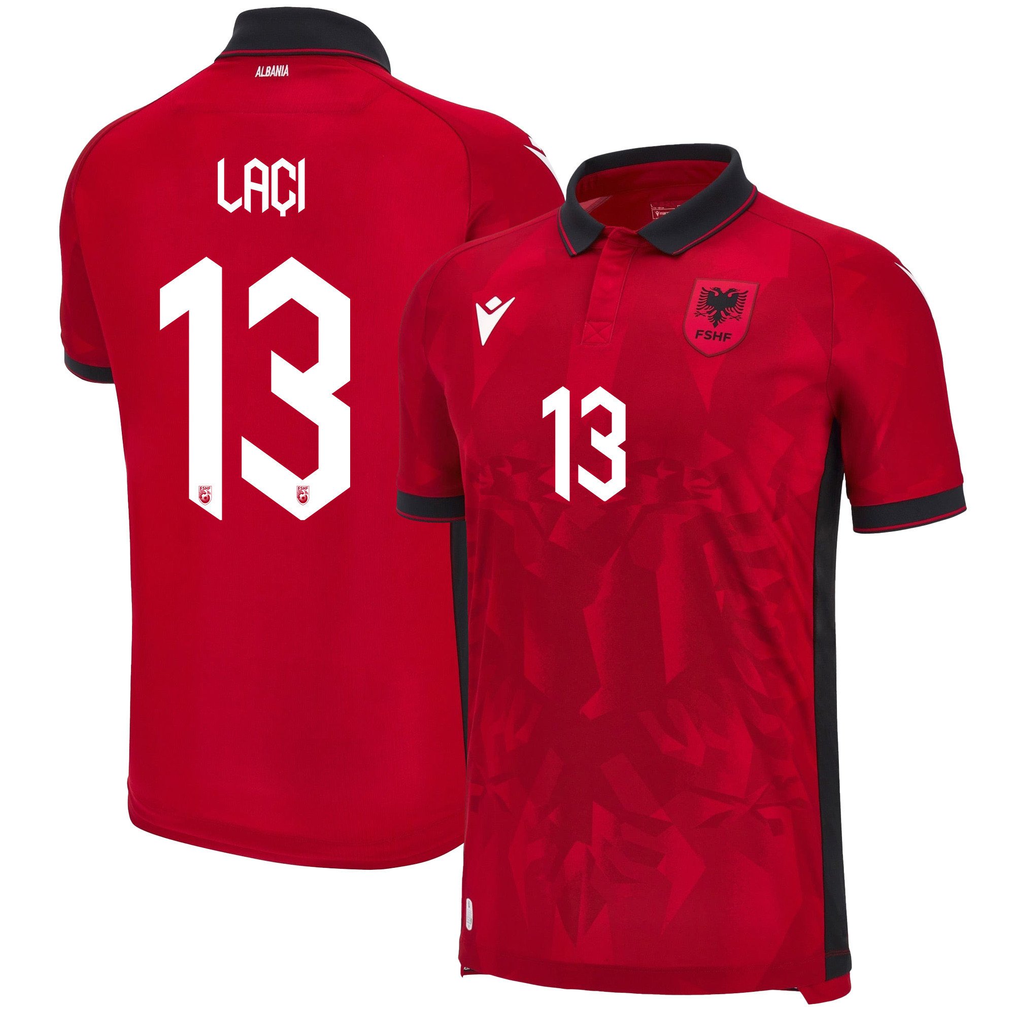Qazim Laçi 14 Albania National Team 2024/25 Home Men Jersey - Red