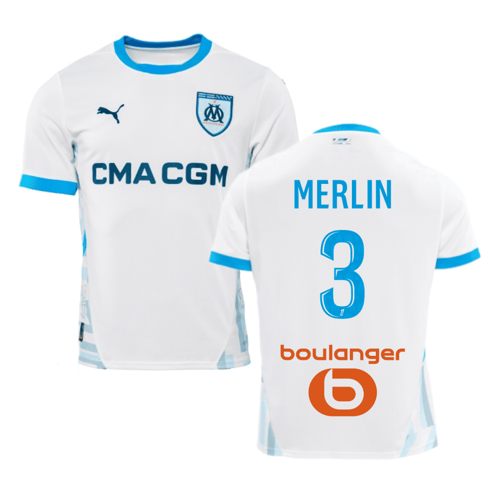 Quentin Merlin 3 Olympique de Marseille 2024/25 Home Men Jersey - White