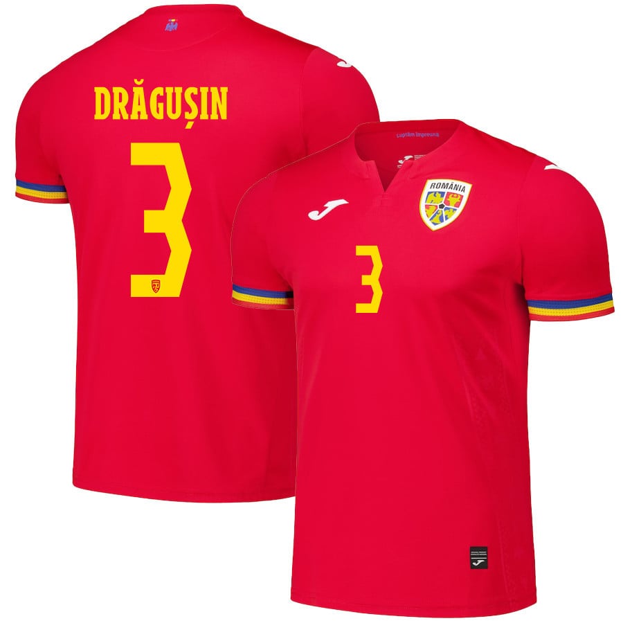 Radu Drăgușin 3 Romania National Team 2024/25 Away Men Jersey - Red