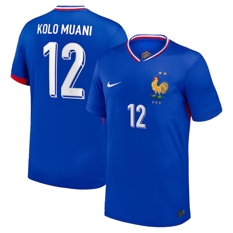 Randal Kolo Muani 12 France National Team 2024 Home YOUTH Jersey - Blue