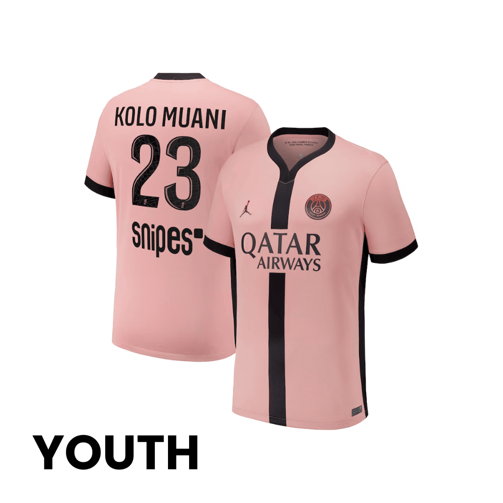 Randal Kolo Muani 23 Paris Saint-Germain 2024/25 Third YOUTH Jersey - Pink