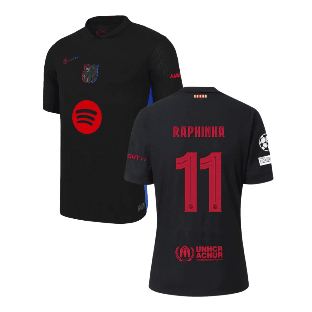 Raphinha 11 Barcelona UCL Patch 2024/25 Away Men Jersey - Black