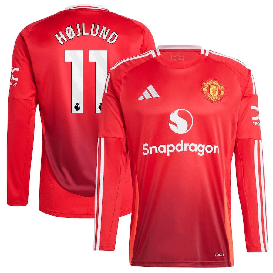 Rasmus Højlund 11 Manchester United 2024/25 Home Men Long Sleeve Jersey - Red
