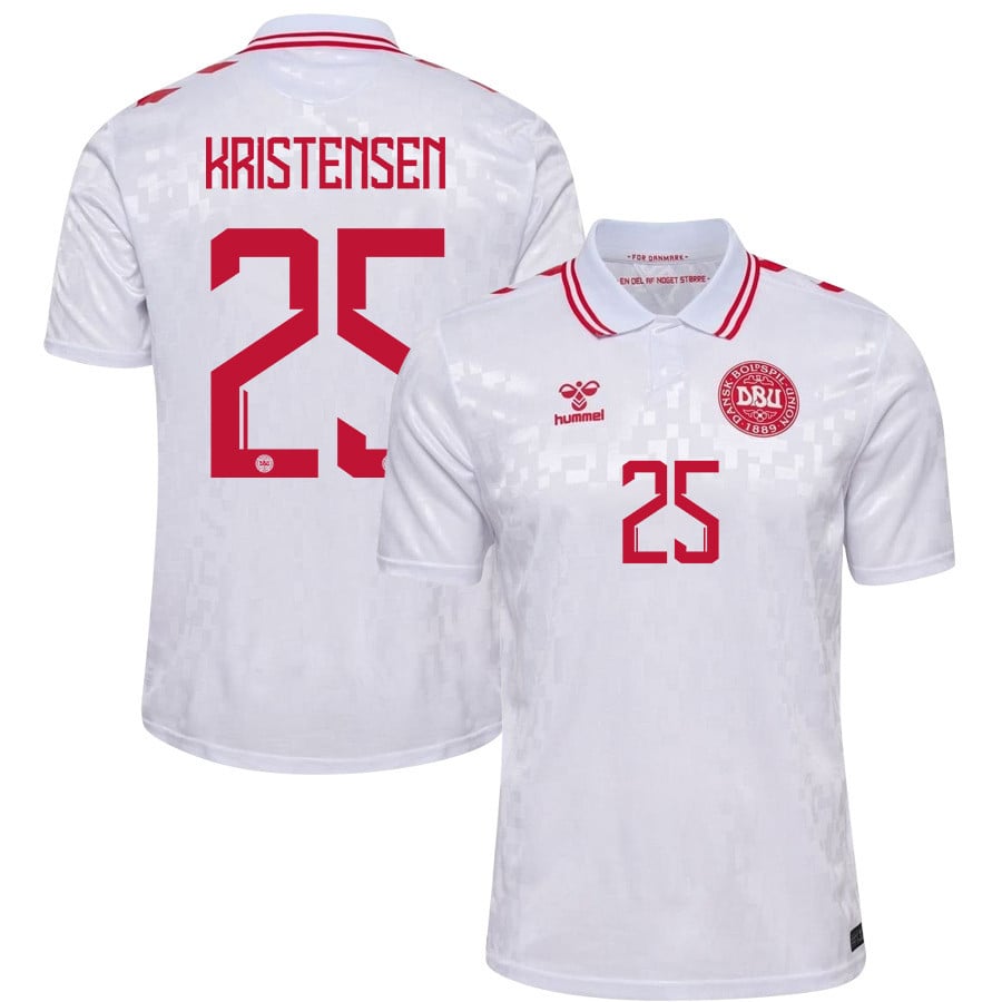 Rasmus Kristensen 25 Denmark National Team 2024/25 Away Men Jersey - White