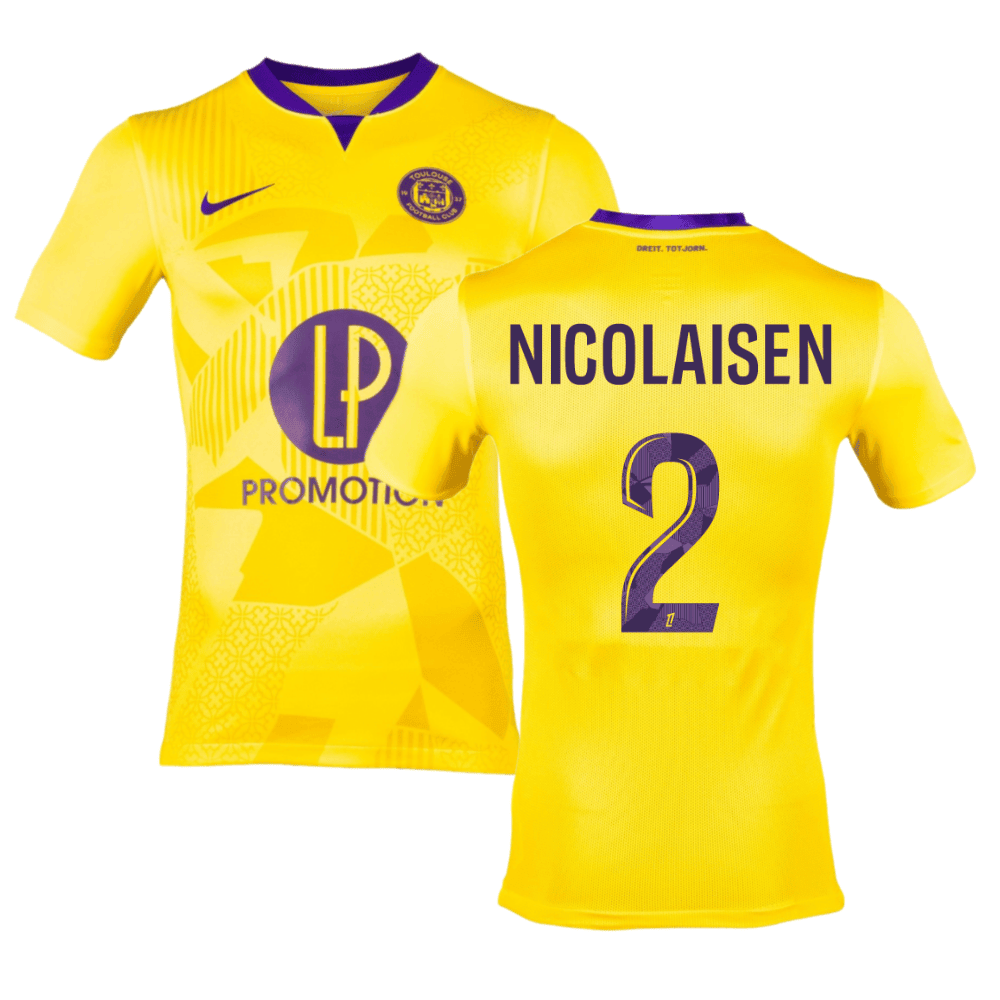 Rasmus Nicolaisen 2 Toulouse FC 2024/25 Away Men Jersey - Yellow