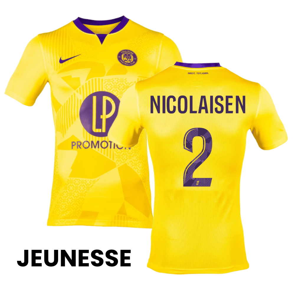 Rasmus Nicolaisen 2 Toulouse FC 2024/25 Away YOUTH Jersey - Yellow