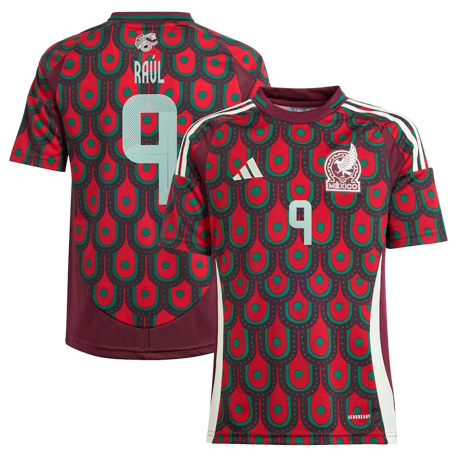 Raul Jimenez 9 Mexico National Team 2024 Home YOUTH Jersey - Burgundy