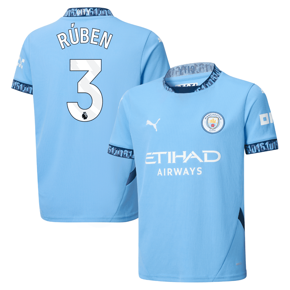 Rúben Dias 3 Manchester City 2024/25 Home YOUTH Jersey - Light Blue