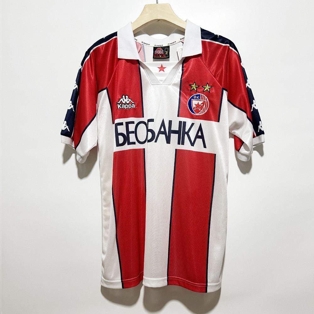 Red Star Belgrade 1995-97 Home Men Retro Jersey - White & Red