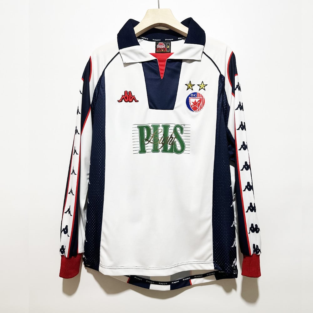Red Star Belgrade 1999-2001 Away Men Retro Jersey - Long Sleeve, White