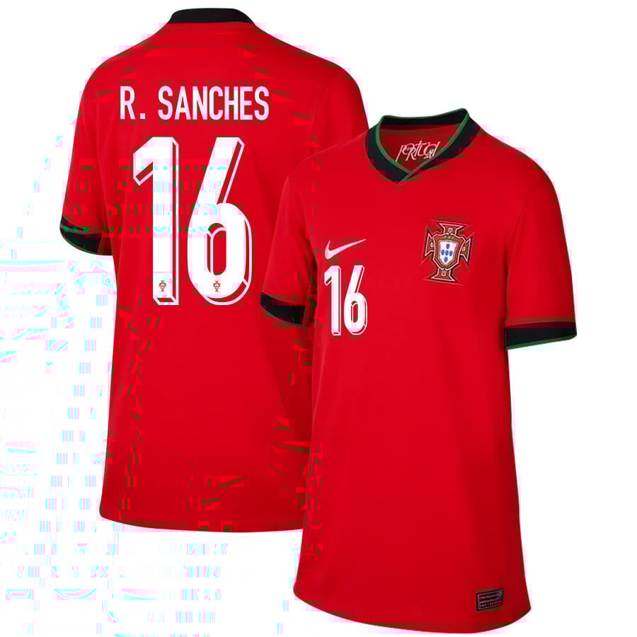Renato Sanches 16 Portugal National Team 2024/25 Home YOUTH Jersey - Red