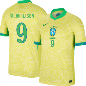 Richarlison 9 Brazil 2024/25 Match Home Football Jersey - Men Yellow