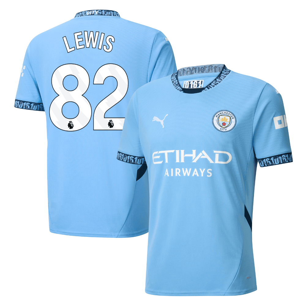 Rico Lewis 82 Manchester City 2024/25 Home Men Jersey - Light Blue