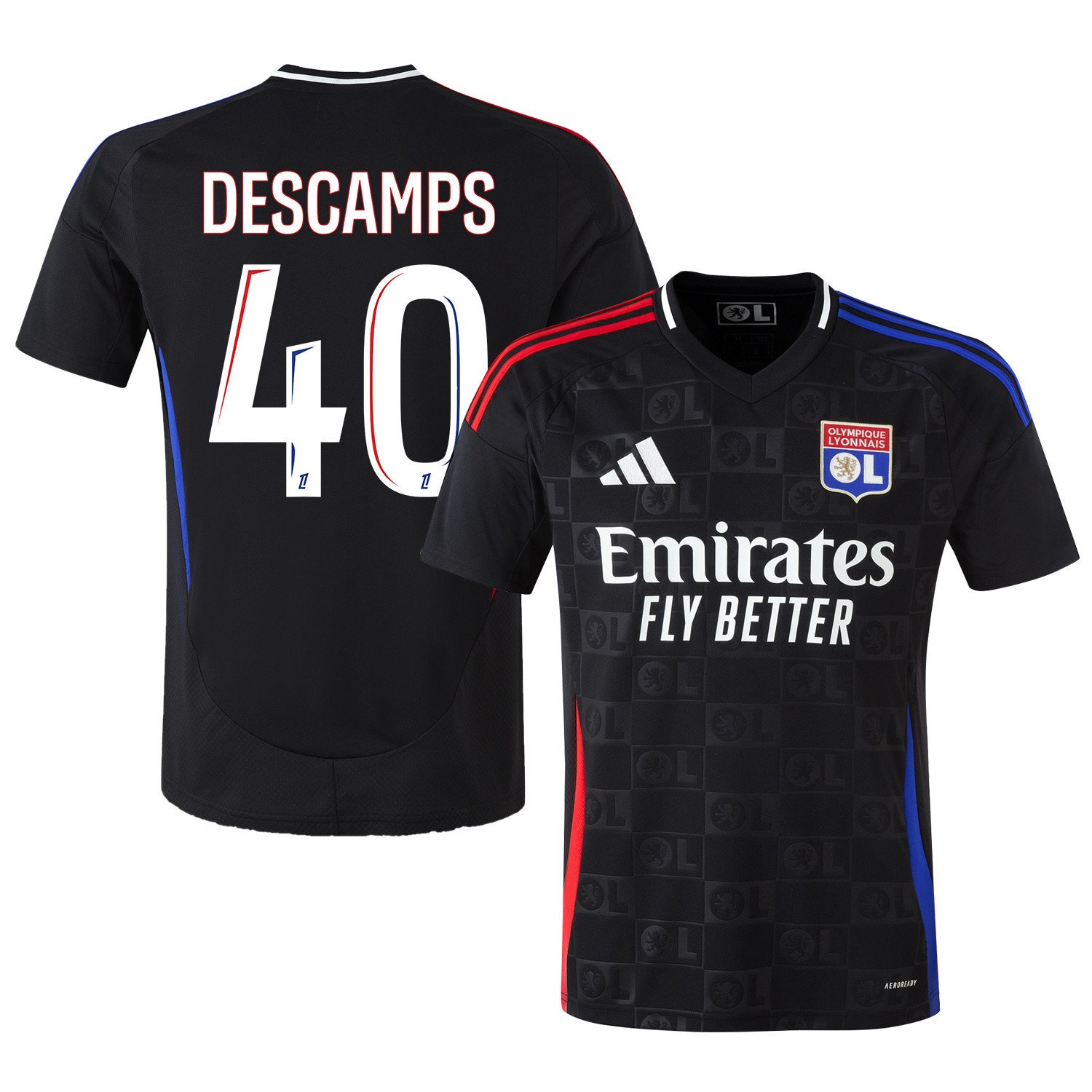 Rémy Descamps 40 Olympique Lyonnais 2024/25 Away Men Jersey - Black