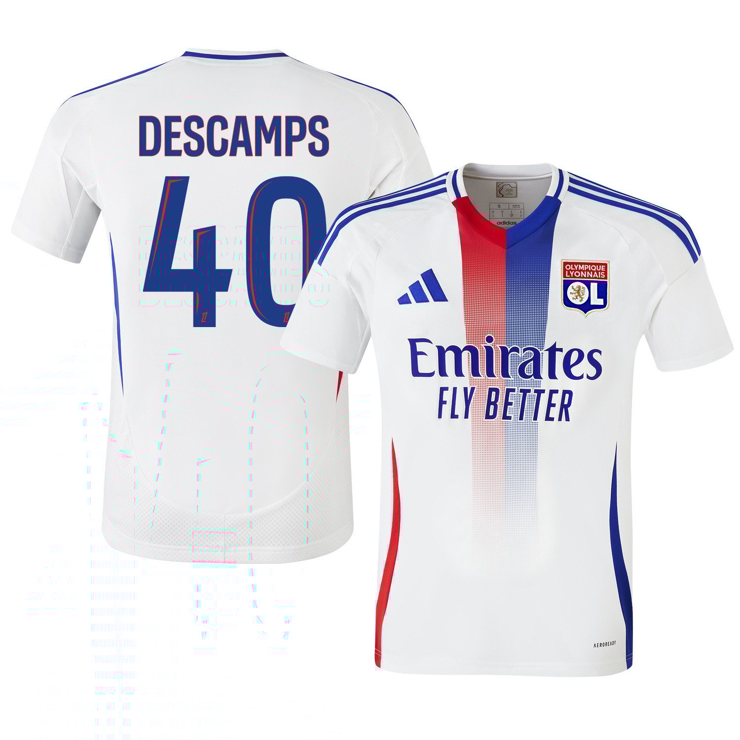Rémy Descamps 40 Olympique Lyonnais 2024/25 Home Men Jersey - White