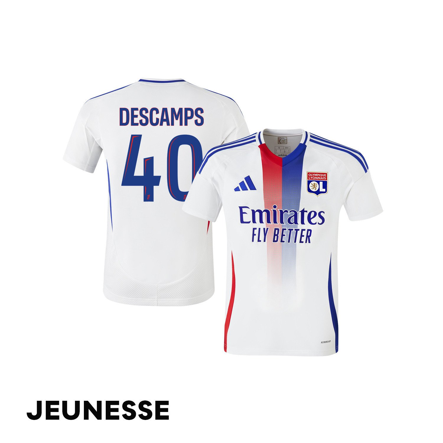 Rémy Descamps 40 Olympique Lyonnais 2024/25 Home YOUTH Jersey - White