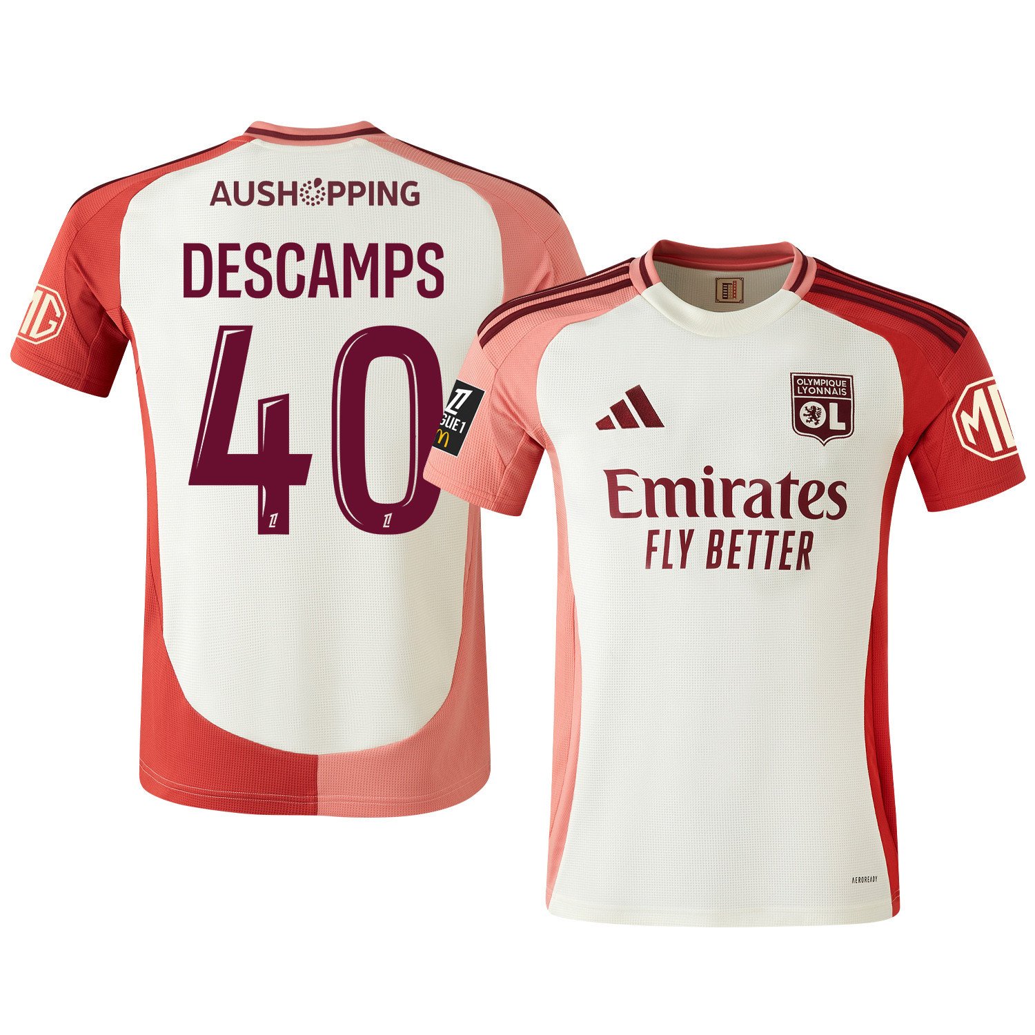 Rémy Descamps 40 Olympique Lyonnais 2024/25 Third Men Jersey - Cream
