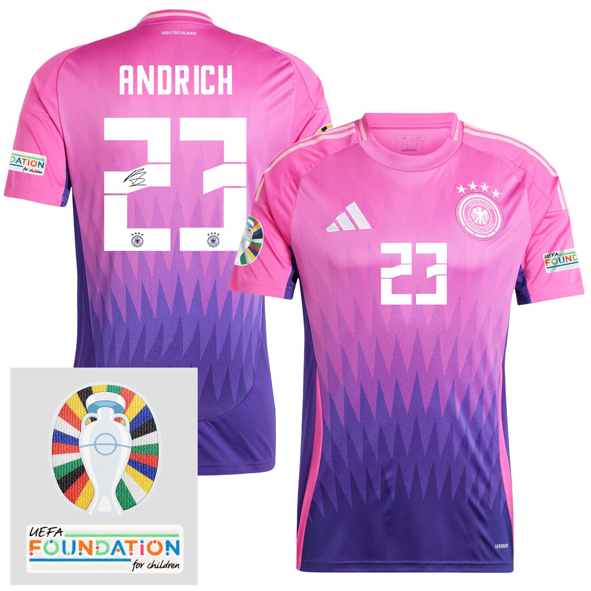 Robert Andrich 23 Signed Germany 2024/25 Away Jersey - Autographed, Euro UEFA Patch - Men