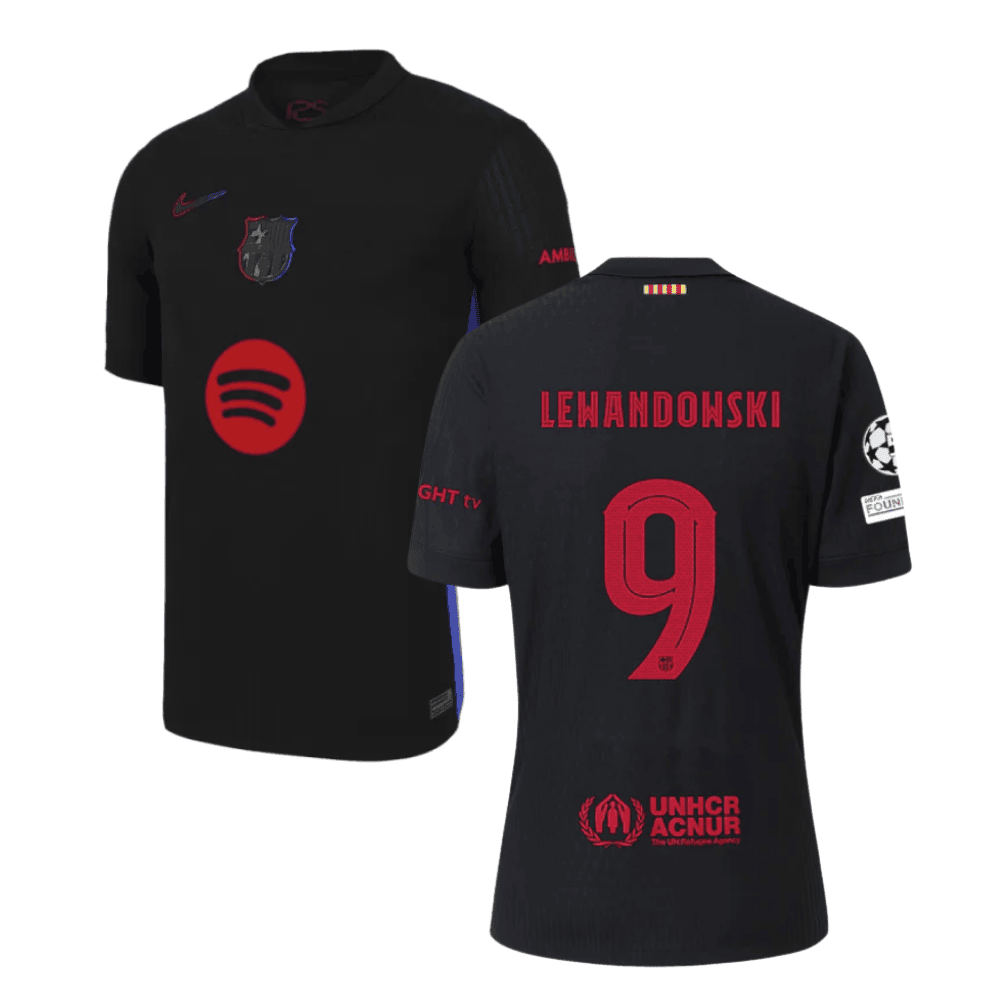 Robert Lewandowski 9 Barcelona UCL Patch 2024/25 Away Men Jersey - Black