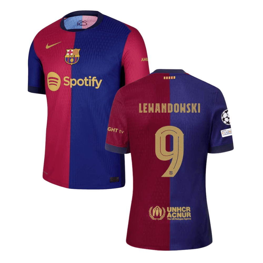 Robert Lewandowski 9 Barcelona UCL Patch 2024/25 Home Men Jersey - Navy
