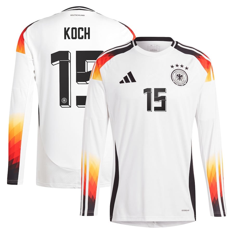 Robin Koch 15 Germany National Team 2024 Home Long Sleeve Men Jersey - White