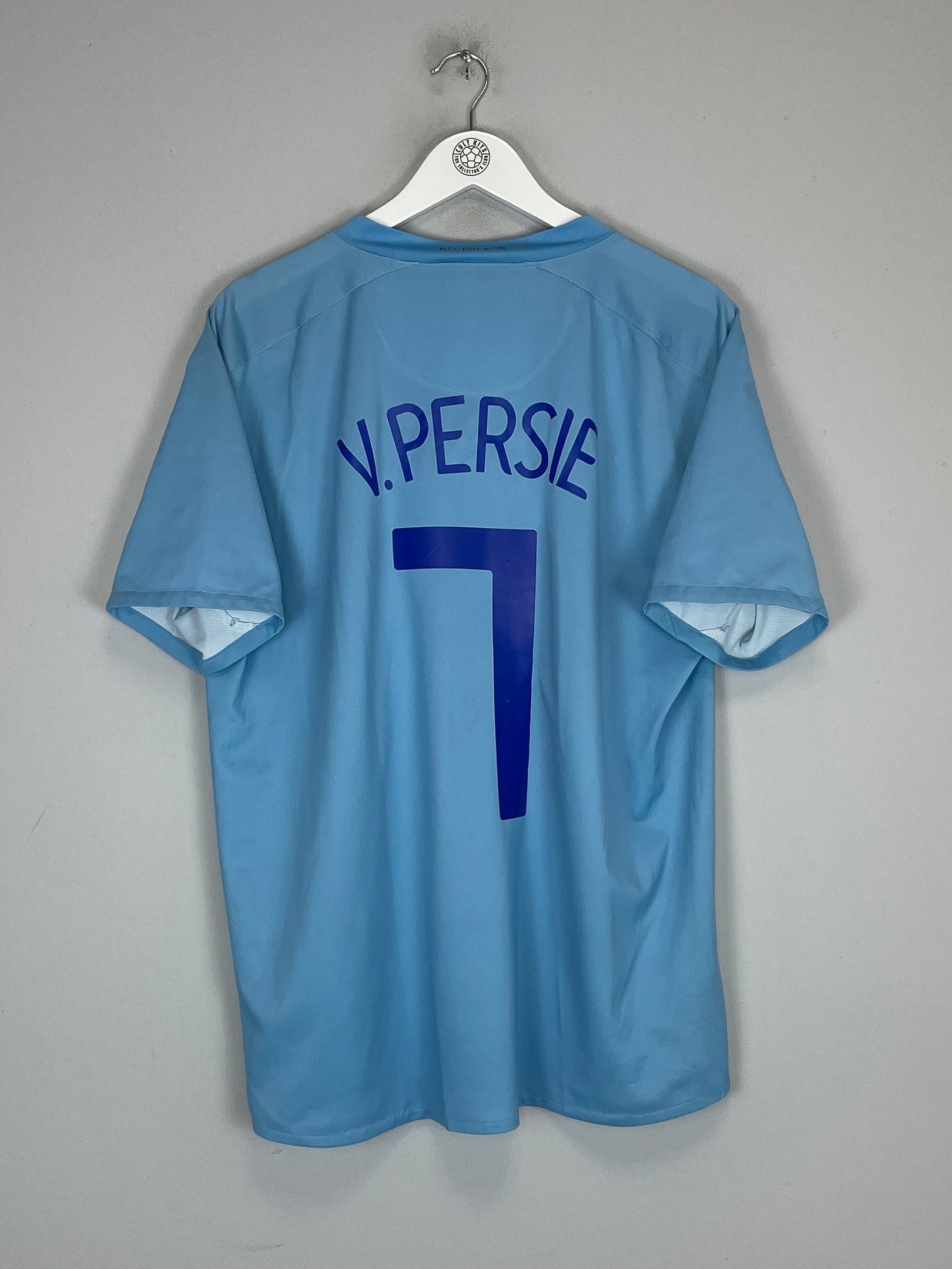 Robin van Persie 7 Netherlands National Team 2008/10 Away Men Retro Jersey – Sky Blue