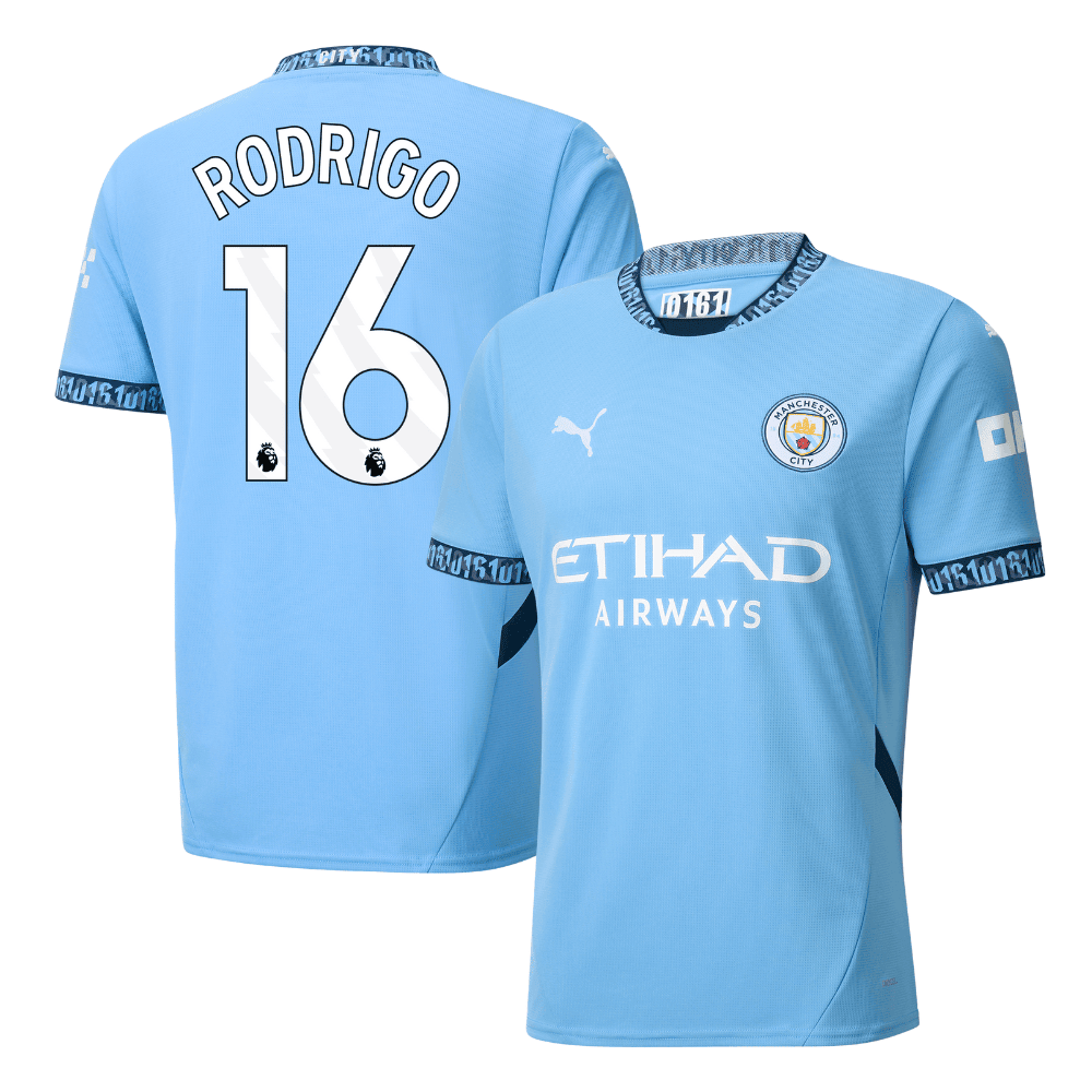 Rodrigo 16 Manchester City 2024/25 Home Men Jersey - Light Blue