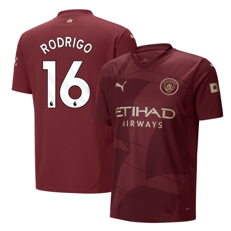 Rodrigo 16 Manchester City 2024/25 Third Men Jersey - Burgundy