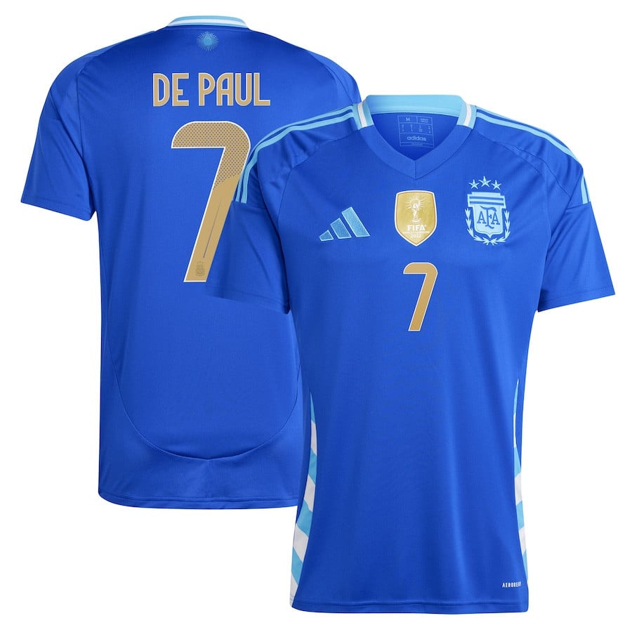 Rodrigo De Paul 7 Argentina National Team 2024 Away Men Jersey - Blue