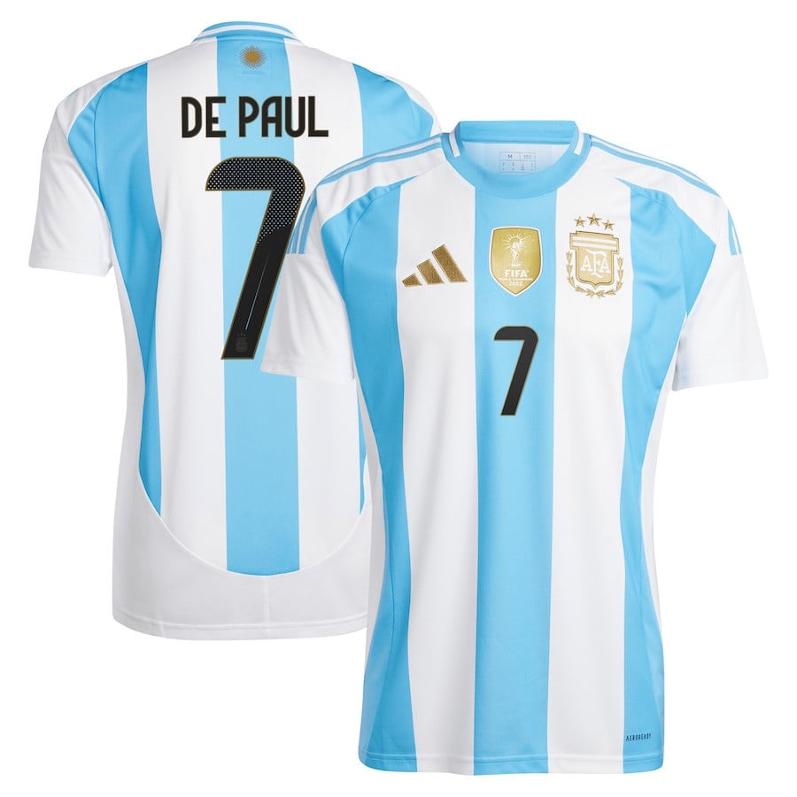 Rodrigo De Paul 7 Argentina National Team 2024 Home Men Jersey - White