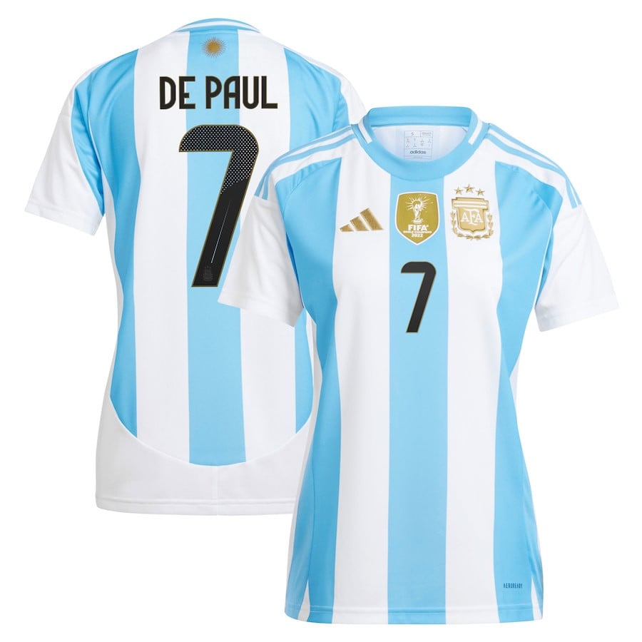Rodrigo De Paul 7 Argentina National Team 2024 Home Women Jersey - White