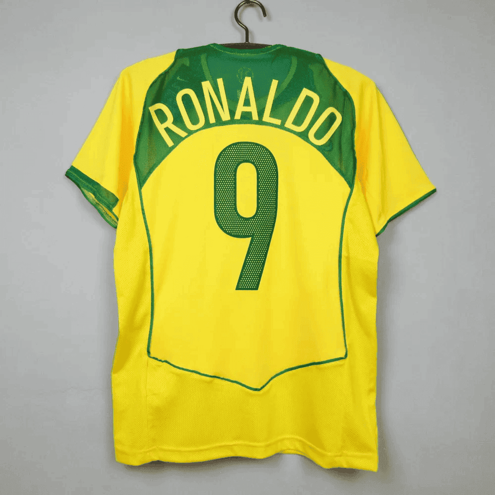 Ronaldo 9 Brazil 2004 Home Retro Jersey - Men Yellow